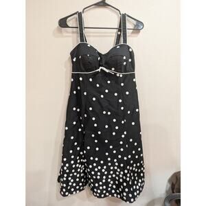 Women's tie shoulder black and white polka dot sundress by Madison Leigh 10P